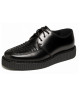 Nevermind pointed toe creepers in black woven leather with classic lacing.