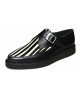 Nevermind pointed creepers in black leather with zebra-pattern bovine fur and silver buckle.