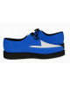 Creepers stringate a punta in suede blu e bianco firmate Nevermind, con suola piatta 3 cm.