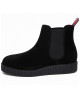 Black suede Chelsea creepers with 3 cm sole.