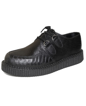 Creepers en cuir noir embossé effet anaconda – style audacieux et esprit alternatif.