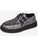 Creepers Nevermind à simple semelle en cuir noir et cuir imprimé python gris.
