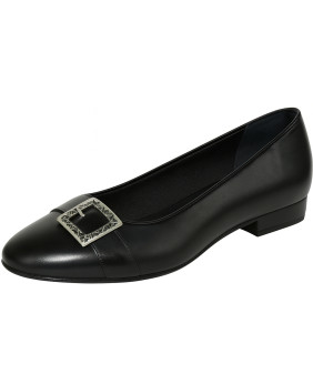 Nevermind – ballerines en cuir noir à boucle métallique