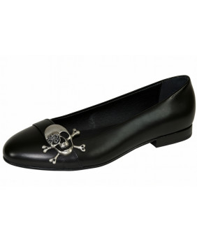 Nevermind – ballerines en cuir noir tête de mort