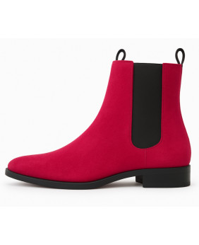 Nevermind – botines Chelsea cuero suédé rojo frambuesa punta fina vintage retro