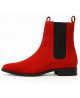 Nevermind – fire red suede Chelsea boots – pointed toe vintage retro