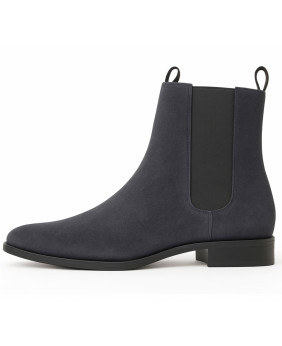 Nevermind – botines Chelsea cuero suédé gris antracita punta fina academia preppy vintage retro