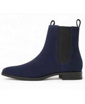 Nevermind – botines Chelsea cuero suédé azul marino punta fina academia preppy vintage retro