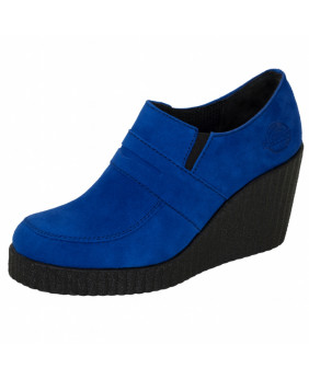 Chaussures compensées suédées Nevermind bleu électrique – style New Wave rétro futuriste
