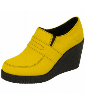Chaussures compensées suédées Nevermind jaune vif – style cyberpunk néo-rétro