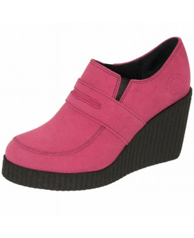 Chaussures compensées suédées Nevermind rose fuchsia – style Glam Rock néo-romantique