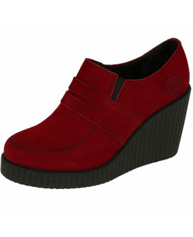 Chaussures compensées suédées Nevermind rouge bordeaux – style Dark Romance