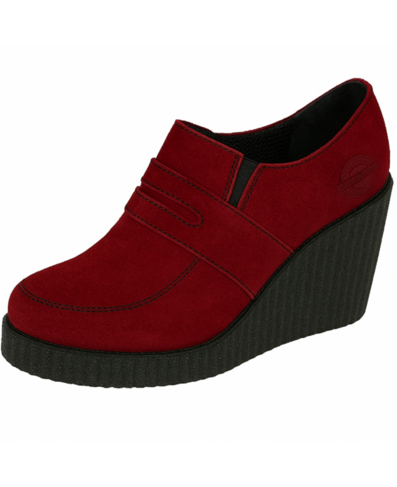 Chaussures compensées suédées Nevermind rouge bordeaux – style Dark Romance