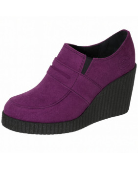 Chaussures compensées suédées Nevermind violet prune – style Boho Goth