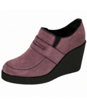 Chaussures compensées suédées Nevermind vieux rose – style Rétro Romantique