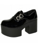 Scarpe con zeppa Nevermind in pelle nera lucida – stile Gothic Rock