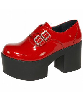 Chaussures plateformes cuir verni rouge Nevermind – style Glam Rock