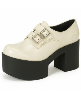 Chaussure plateforme ivoire vernie Nevermind, style années 70