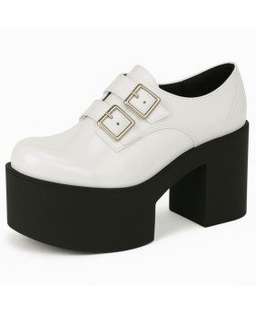 Chaussure plateforme blanche vernie Nevermind, style rétro minimaliste 70s