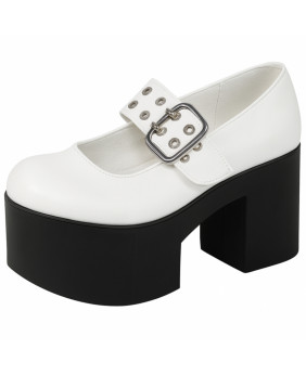 Chaussure Mary Jane plateforme blanche Nevermind, style goth chic 90s