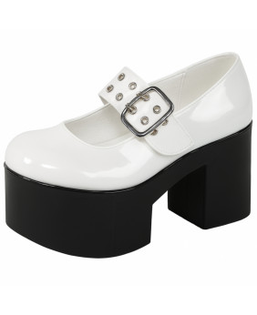 Chaussure Mary Jane blanche vernie Nevermind, style glam rétro 70s