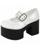Nevermind white patent Mary Jane platforms, 70s glam retro style