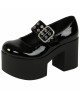 Chaussure Mary Jane noire vernie Nevermind, style goth glam 90s