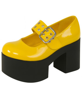 Chaussure Mary Jane jaune vernie Nevermind, style rétro pop 70s