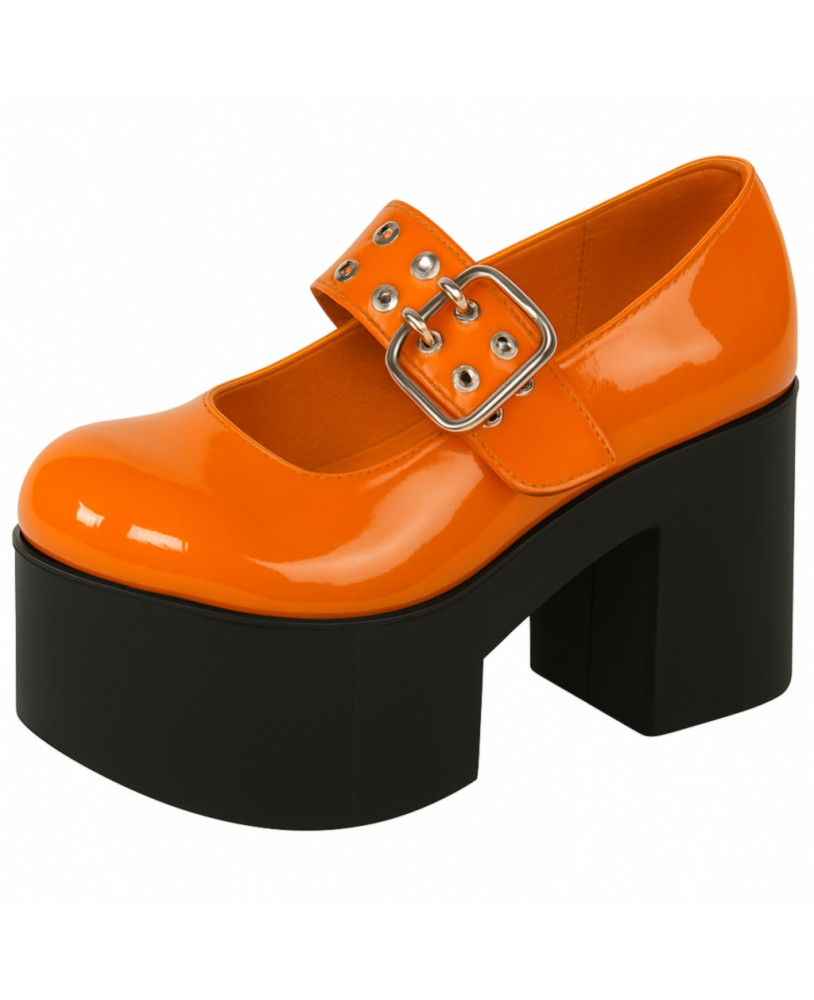 Mary Jane Lack Orange Nevermind, Retro Futur Stil der 70er