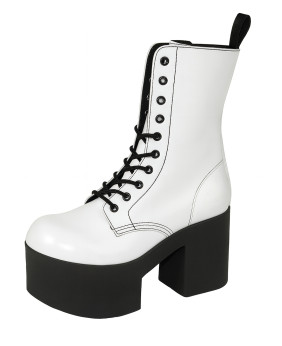 Nevermind white leather platform boots, cyber punk chic style
