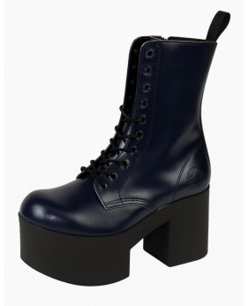 Bottes plateforme cuir bleu marine Nevermind, style underground