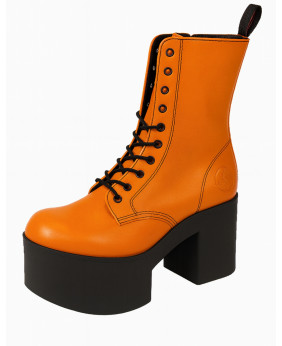 Bottes plateforme cuir orange Nevermind, style underground