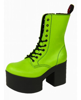 Nevermind lime green leather platform boots, seventies pop spirit