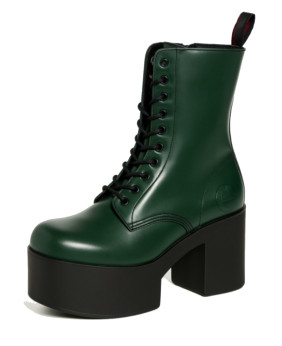 Nevermind dark green leather platform boots, seventies vibe