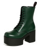 Nevermind dark green leather platform boots, seventies vibe