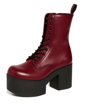 Bottes plateforme cuir bordeaux Nevermind, esprit glam rétro