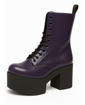 Plateau Stiefel Leder Lila Nevermind, Gothic Stil der 70er