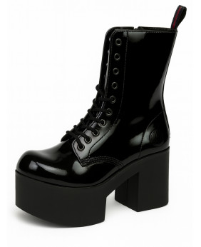 Bottes plateforme noires vernies Nevermind, style gothique rétro