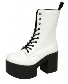 Bottes plateforme blanches vernies Nevermind, style gothique rétro futuriste
