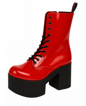 Bottes rouges vernies plateforme Nevermind, style gothique glam rock