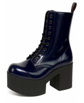 Glam Rock Plateau Stiefel Blau Lackiert Nevermind