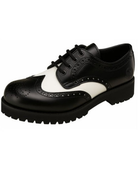 Derby Retro Swing noir & blanc – cuir bicolore vintage.