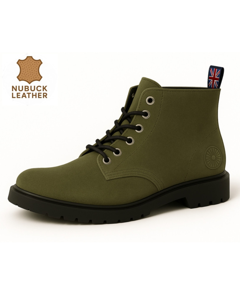 Rangers 06 œillets nubuck vert olive au style grunge militaire