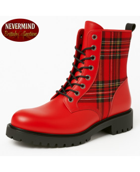 Rangers Nevermind – pelle rossa e tartan rosso, stile rock gotico britannico
