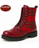 Nevermind 8-eyelet rangers – wine red leather and red tartan, gothic rock British style
