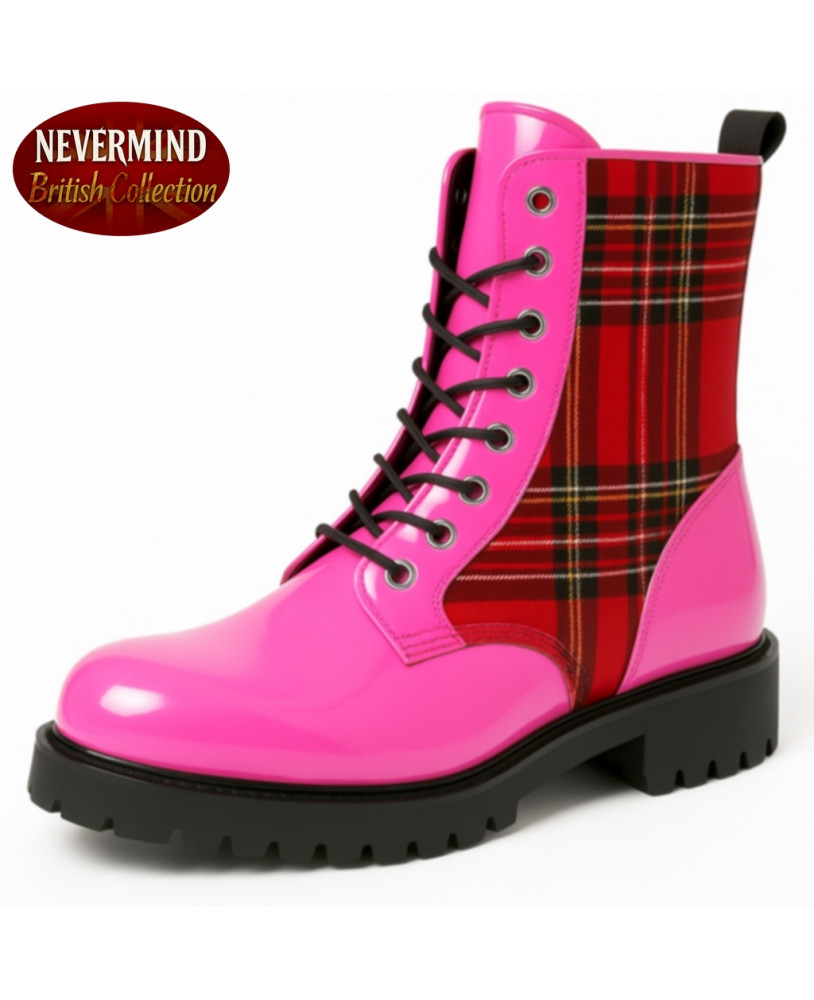 8-eyelet pink patent leather punk rangers