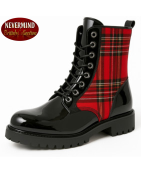 Rangers Nevermind – cuir verni noir et tartan rouge, esprit punk-gothique britannique
