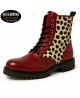 8-eye burgundy leather rangers with leopard bovine fur – Nevermind Wild Instinct
