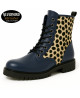 8-eye blue leather rangers with leopard bovine fur – Nevermind Wild Instinct