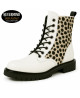 8-eye white leather rangers with leopard bovine fur – Nevermind Wild Instinct